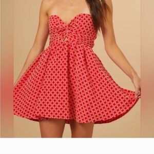 NWOT Altar'd State Red and White Mini Dress